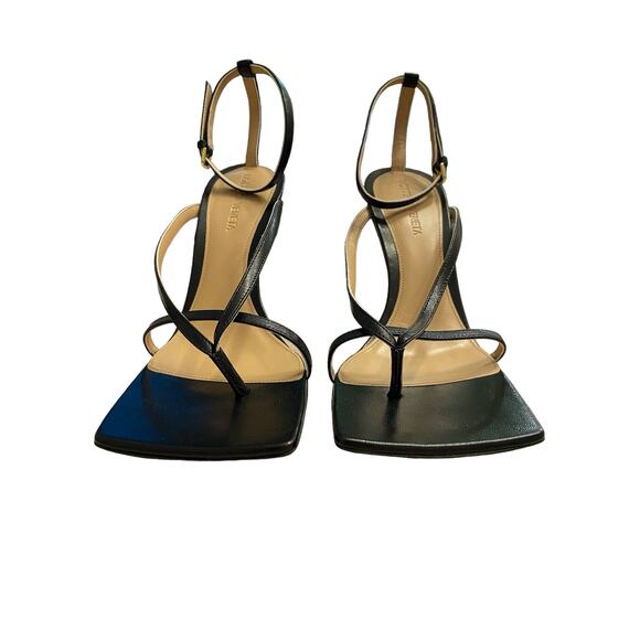 Bottega Veneta Leather Stretch Wedge Sandals Ankle Strap Square Toe 35.5/ US 5.5 - Picture 6 of 14